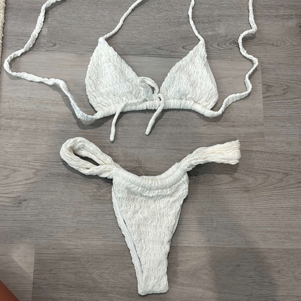 Montce White Textured Bikini